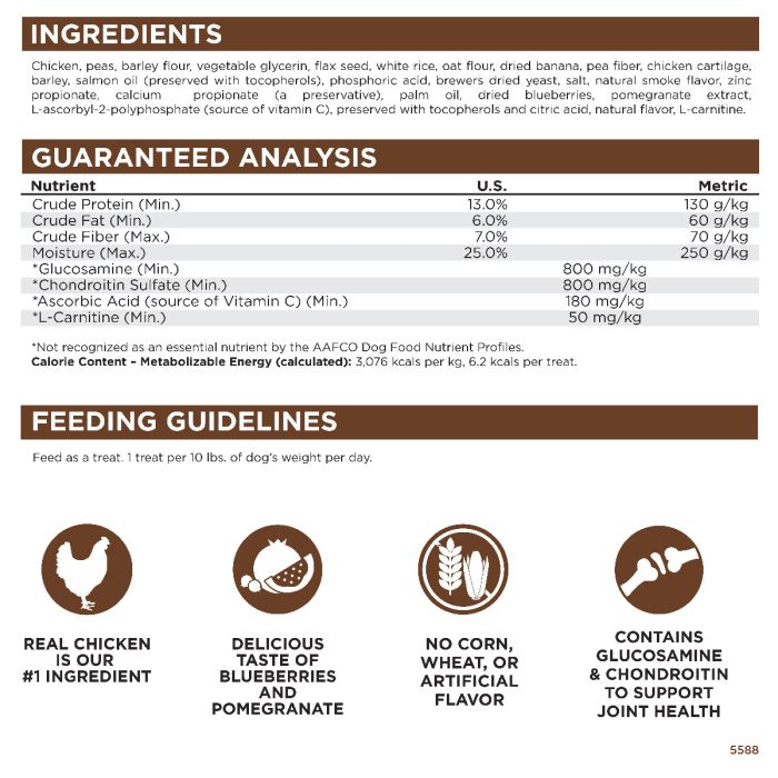 NutriSource Pure Vita Hip And Joint Dog Treats With Real Chicken 6 oz. 3PCK