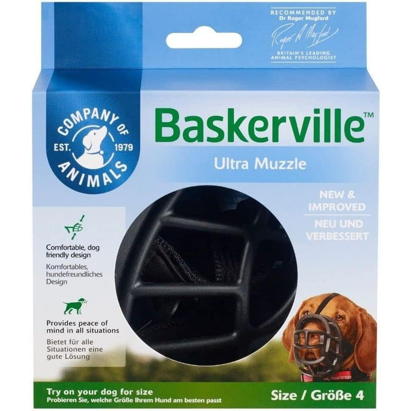 Baskerville Dog Ultra Muzzle Safe & Comfortable Soft Plastic Black Sizes 1 - 6