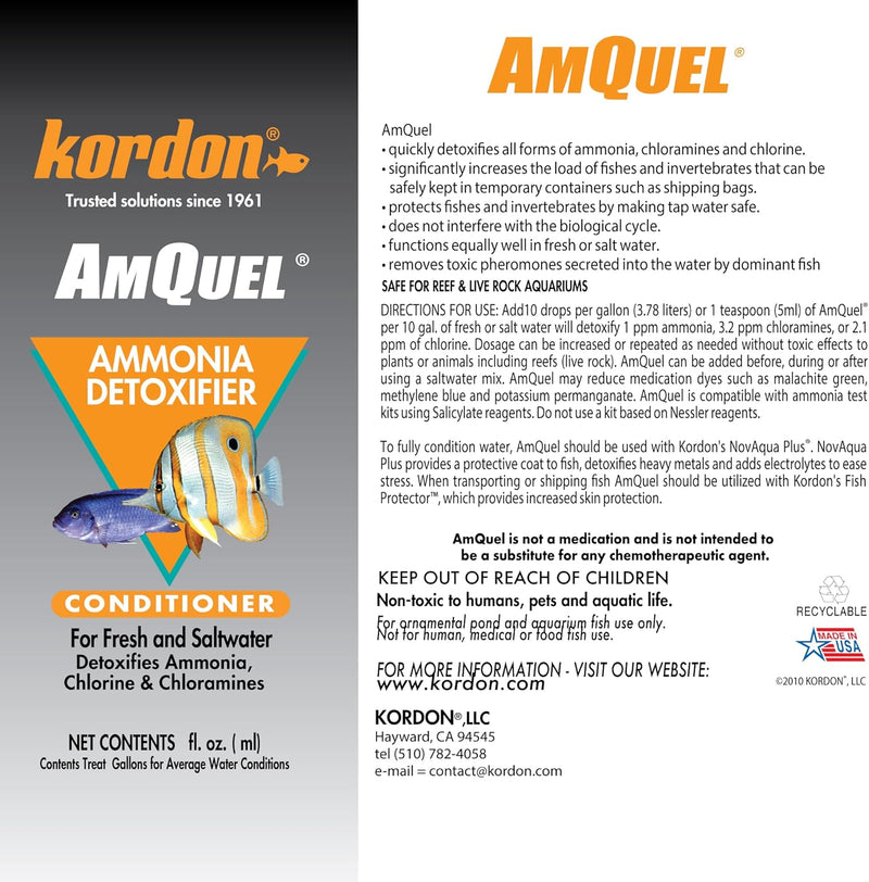 Kordon Amquel Plus Aquarium Ammonia Detoxifier Conditioner 4 oz.