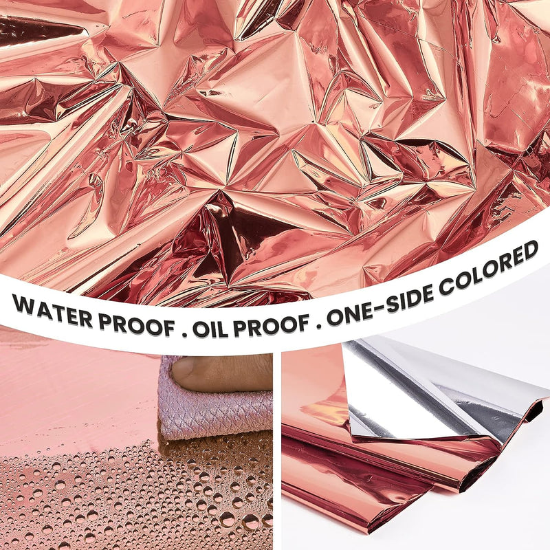 Disposable Table Cover Metallic Rose Gold 54" x 108"