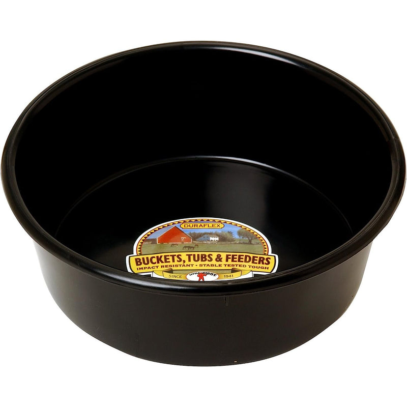 Little Giant Plastic Utility Pan Livestock Feeding Bucket 5 Quart, Black