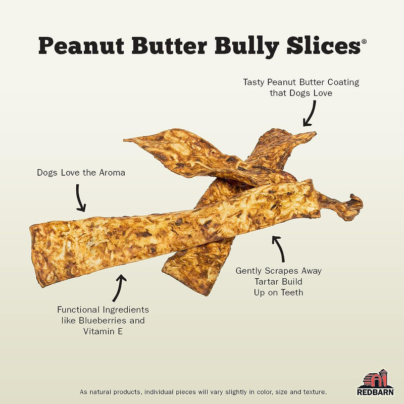 Redbarn All-Natural Rawhide Bully Slices for Dogs Peanut Butter Flavor 9 oz.