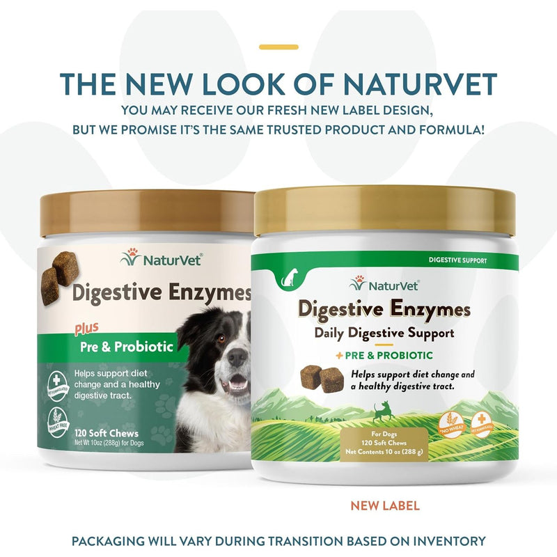 NaturVet Digestive Enzymes Plus Probiotic for Dogs 120ct Soft Chew