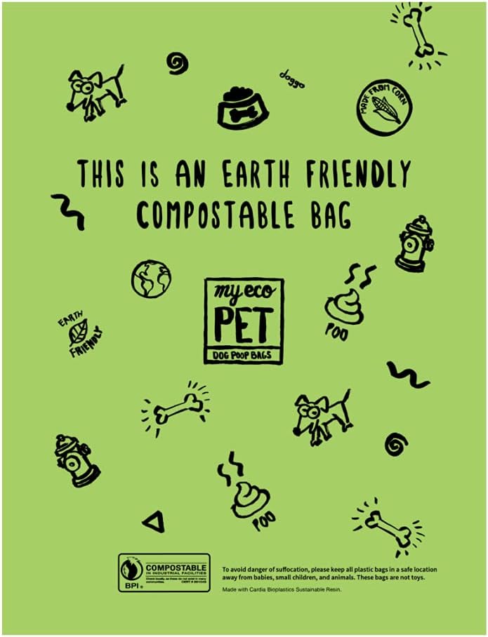 MyEcoPet Compostable Dog Poop Waste Bags, 200 Bags Per Roll