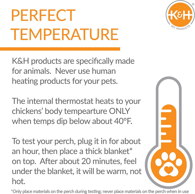 K&H Pet Products Thermo-Chicken Heated Perch Gray 26" 40W