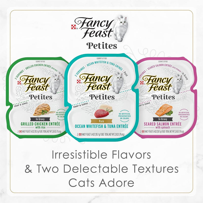 Purina Fancy Feast Petites Cat Food Pate, White Fish & Tuna, Single 2 Servings