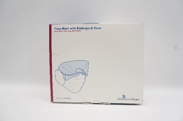 AmerisourceBergen Face Mask with Earloops & Visor, Box of 25