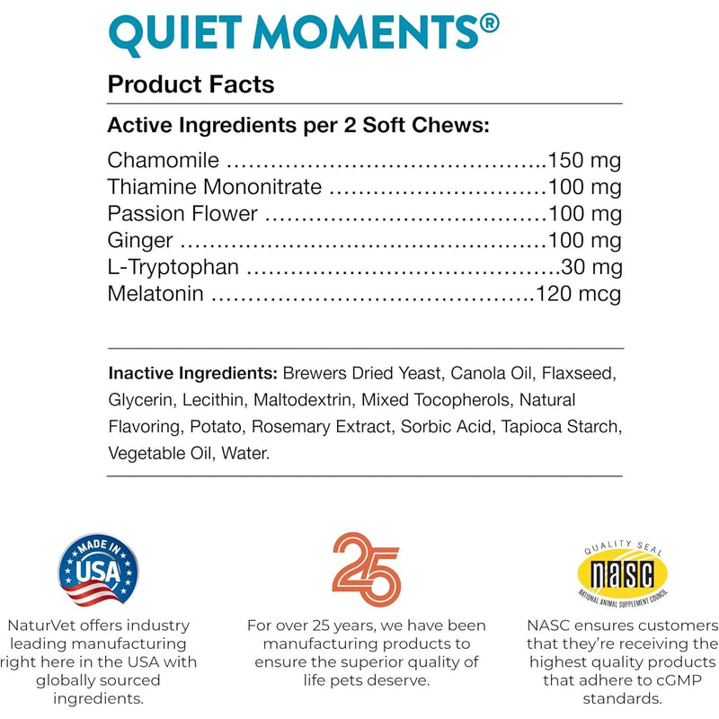 NaturVet Quiet Moments  Calming Aid Dog Supplement 180ct