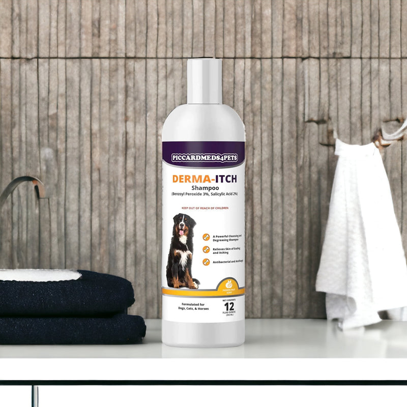 Piccardmeds4pets Derma-Itch Benzoyl Peroxide 3% Shampoo for Dogs 12 oz.