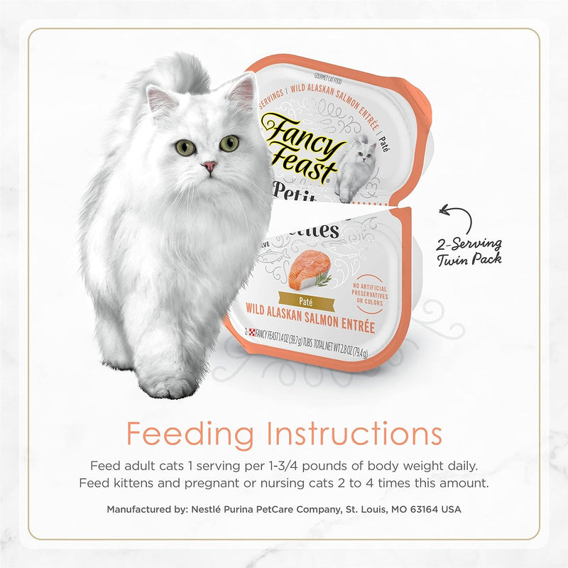 Purina Fancy Feast Petites Cat Food Pate Wild Salmon, Single 2 Servings