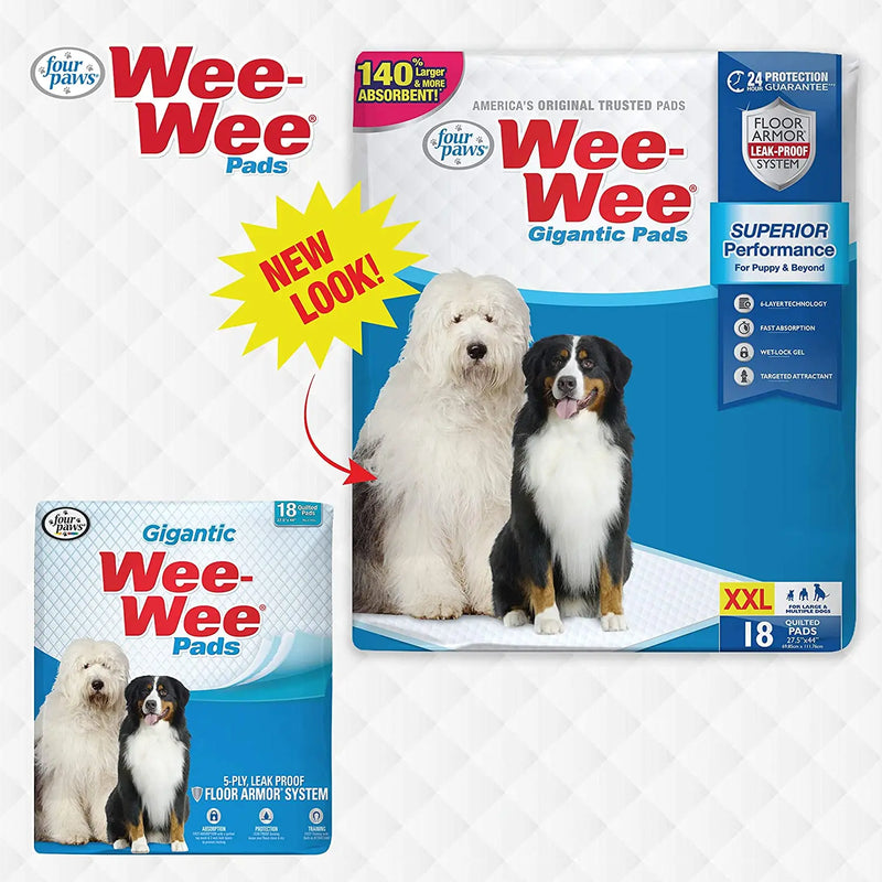 Four Paws Wee-Wee Gigantic Pee Pads for Dogs XXL White 18-Count Four Paws