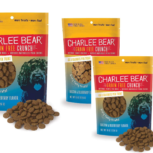 Charlee Bear Grain Free Crunch Dog Treats, Bacon & Blueberry Flavor 8 oz.