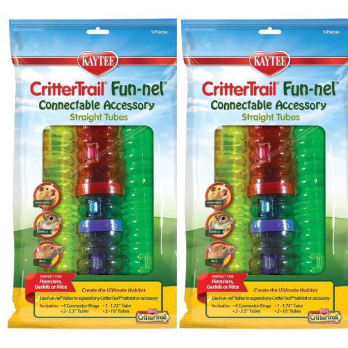 Kaytee CritterTrail Fun-nel 5-Pack Straight Small Animal Habitat Tubes 2-Pack