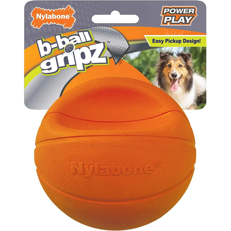 Nylabone Power Play Dog Basketball B-Ball Gripz Basketball Toy Nylabone