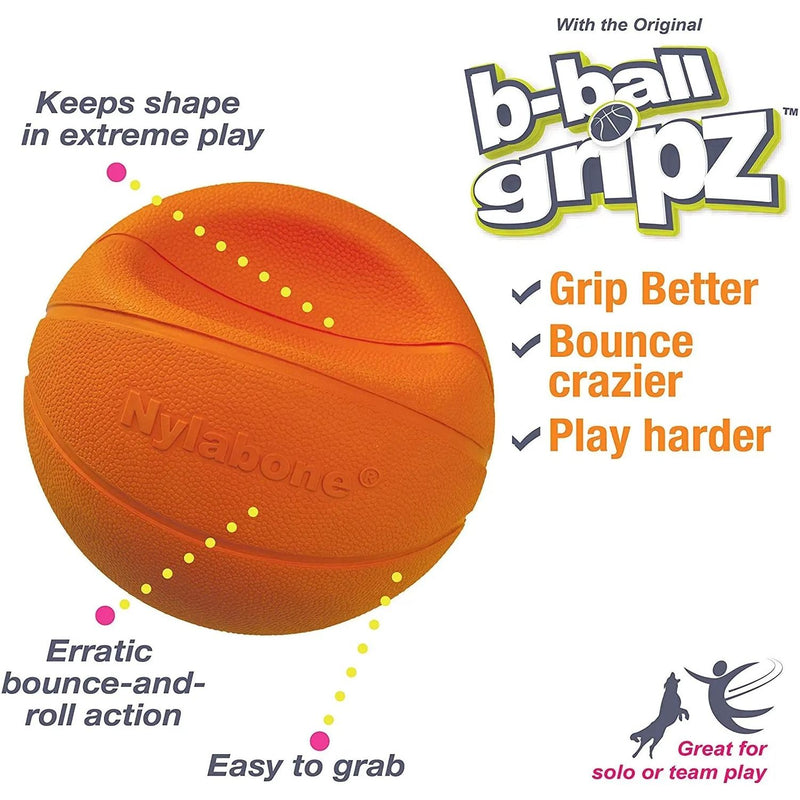 Nylabone Power Play Dog Basketball B-Ball Gripz Basketball Toy Nylabone