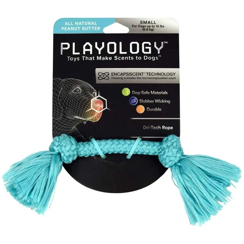 Playology Dri-Tech Rope Dog Toy Peanut Butter Scent, Small PLAYOLOGY