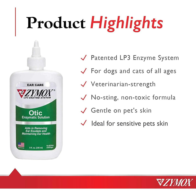 Zymox Otic Enzymatic Solution for Dogs and Cats 8 oz. ZYMOX