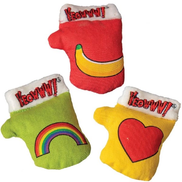 Yeowww! Holiday Catnip Kitten Mittens Cat Toy Red Banana Yeowww!