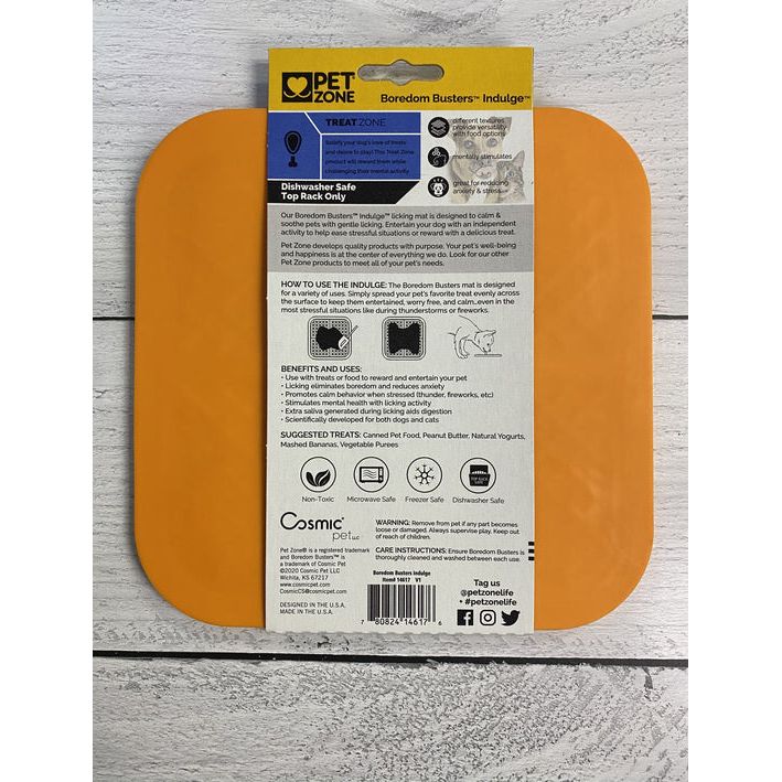 Pet Zone Pet Boredom Busterz Indulge Licking Mat, Orange Pet Zone