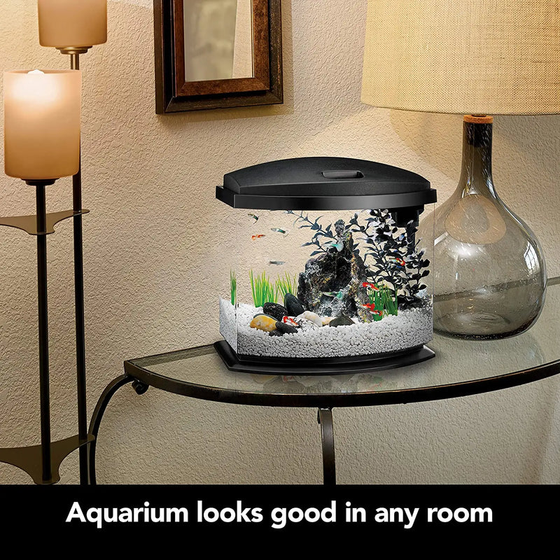 Aqueon LED MiniBow Aquarium Kit with SmartClean Technology Black 5 Gallons Aqueon