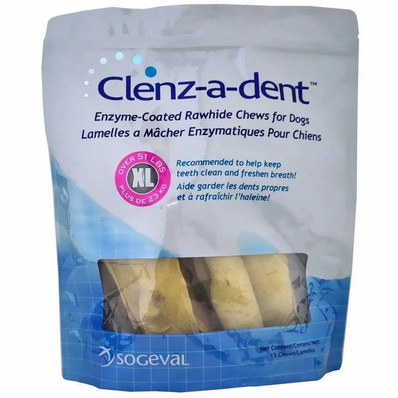 Clenz-a-dent Rawhide Ezymed-Coated Chews for Dogs Pet Dental Health Sogeval