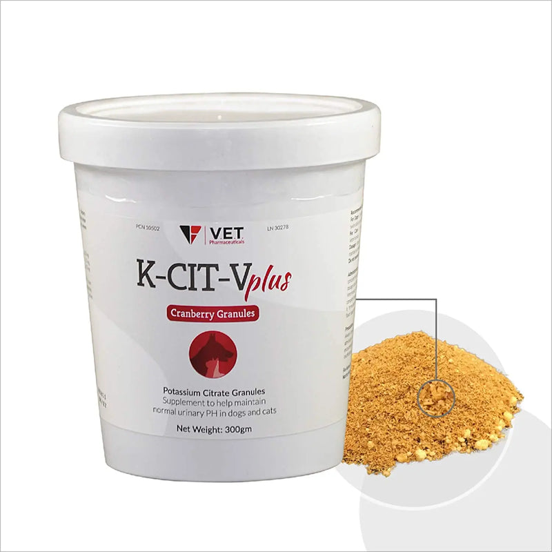 K-CIT-V Plus Cranberry Potassium Citrate Granules for Pets 300gm V.E.T Pharmaceuticals