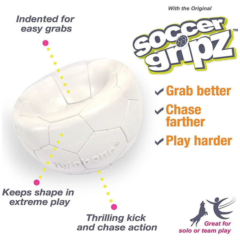 Nylabone Power Play Soccer Gripz Ball Dog Toy, White Medium Nylabone