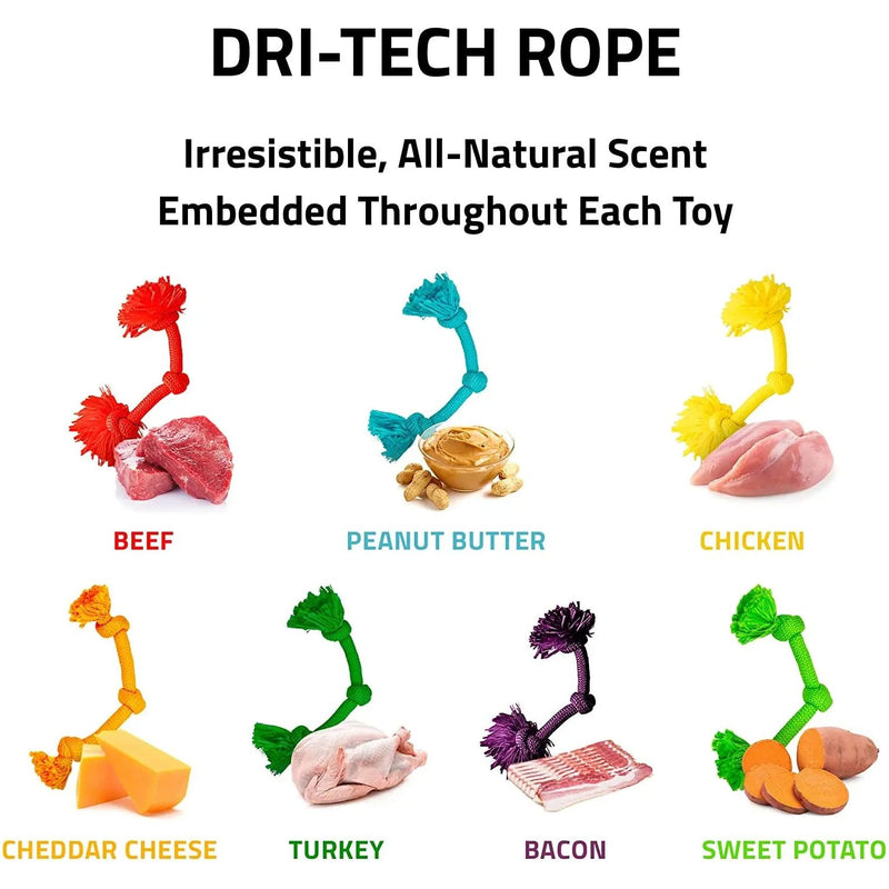 Playology Dri-Tech Rope Dog Toy All Natural Beef Scent, Large PLAYOLOGY