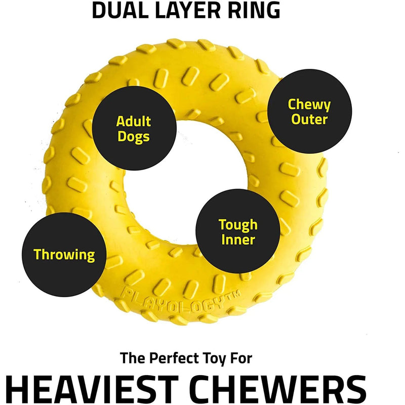 Playology Dual Layer Ring Dog Toy Chicken Scent, Small PLAYOLOGY