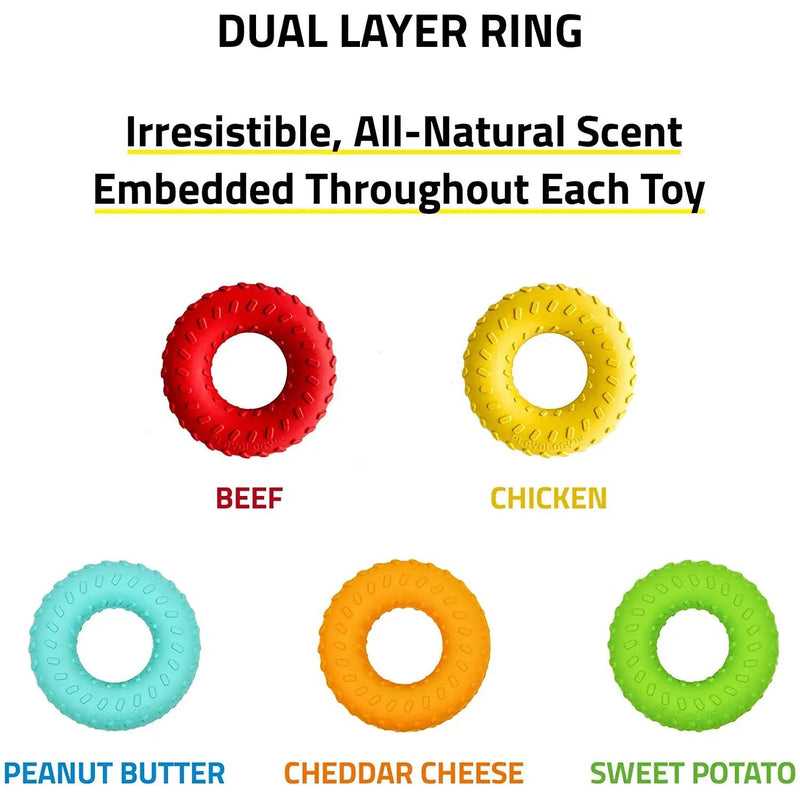 Playology Dual Layer Ring Dog Toy Chicken Scent, Small PLAYOLOGY