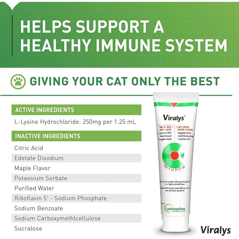 Vetoquinol Viralys L-Lysine HCI Oral Gel Supplement for Cats 5 oz. Vetoquinol