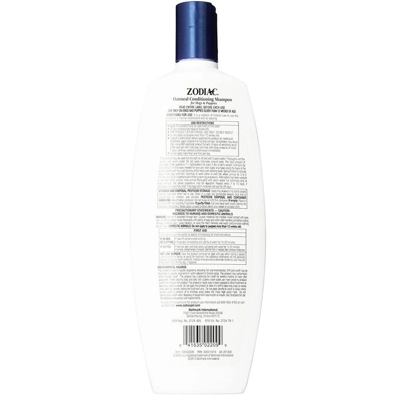 Zodiac Oatmeal Dogs & Puppies Conditioning Shampoo 18 oz. Zodiac