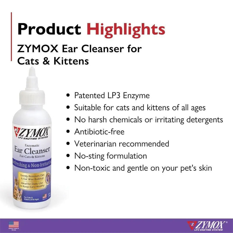 Zymox Enzymatic Ear Cleanser for Cats and Kittens 4 oz. ZYMOX