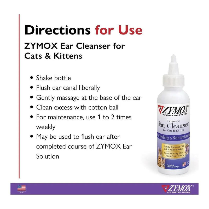 Zymox Enzymatic Ear Cleanser for Cats and Kittens 4 oz. ZYMOX