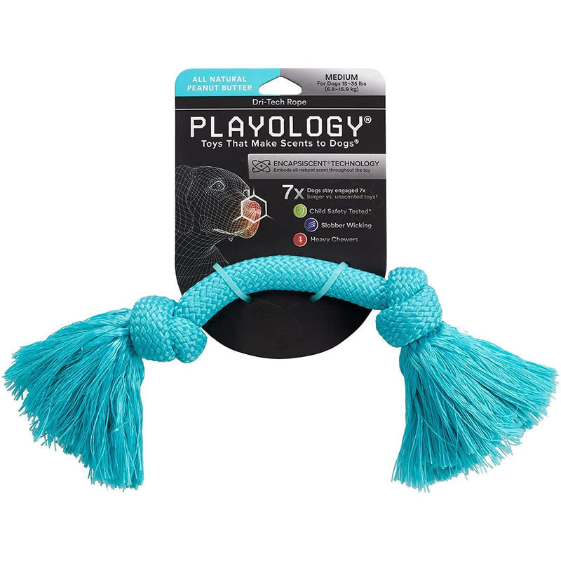 Playology Dri-Tech Rope Dog Toy Peanut Butter Scent, Medium PLAYOLOGY