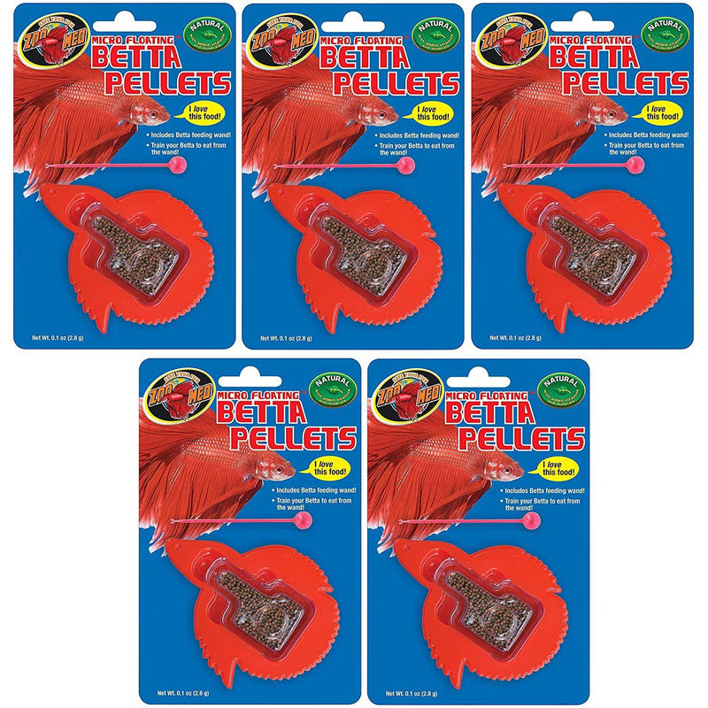 Zoo Med Micro Floating Betta Pellets Fish Food Plus Feeding Wand .12oz. 5-Pack Zoo Med